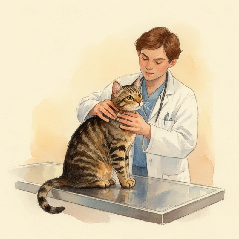 Ветеринар делает кошке прививку